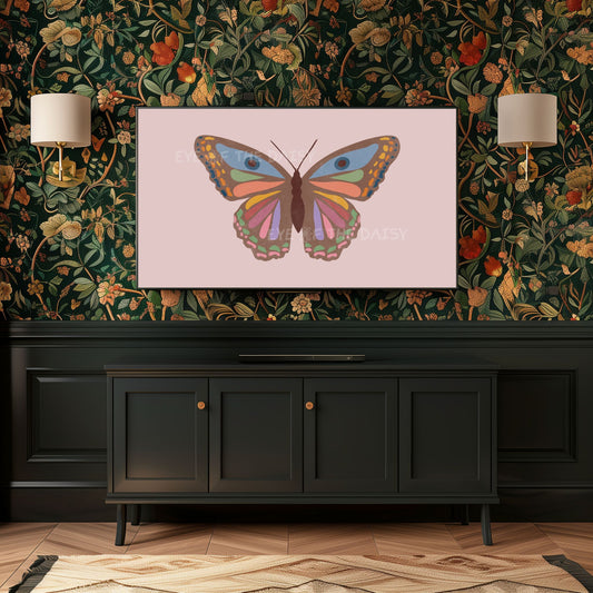 Abstract Butterfly 4K TV Art | Blush Pink Eclectic Boho Butterfly Art for TV Screen