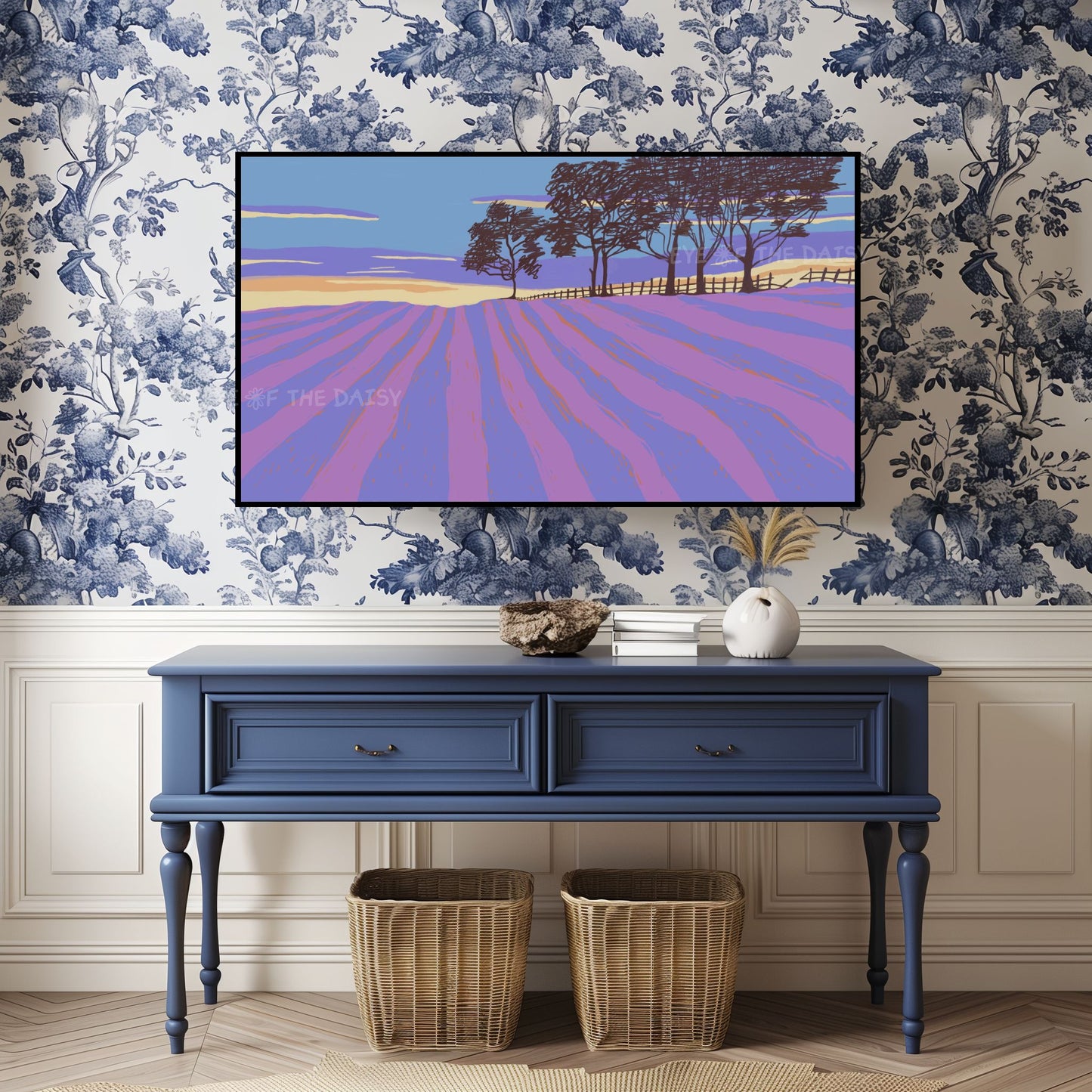 Minimal Landscape 4K TV Art | Contemporary Lavender Field 4K Art for TV Screen