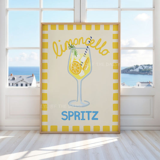 Limoncello Spritz print – Italian food and drink poster for vacation rental wall decor, Amalfi summer vibes printable art