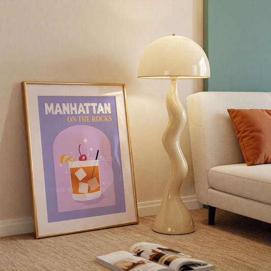Vibrant Manhattan cocktail print digital download – retro drink poster printable, great for a trendy apartment