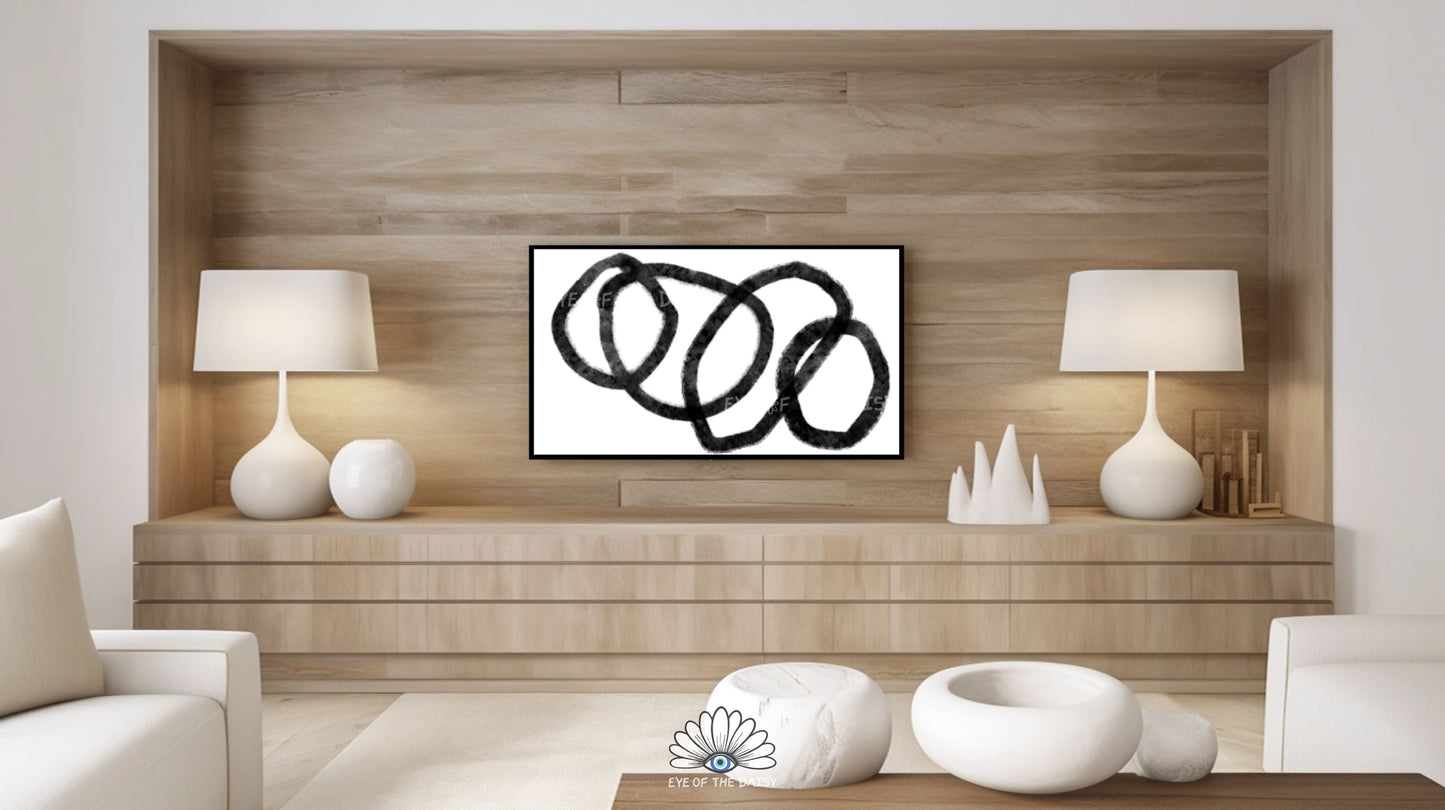 Abstract black and white screensaver art 4K TV art for modern home office or living room decor