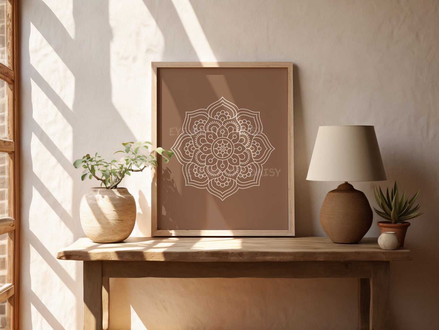 Beige and rust Zen line drawings, poster download set for calming living room wall print or minimalist boho home printable art