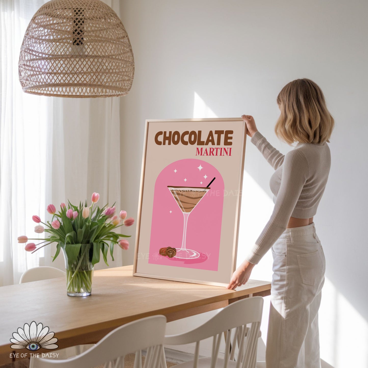 High resolution Chocolate Martini cocktail poster download, vibrant and fun bar decor digital download