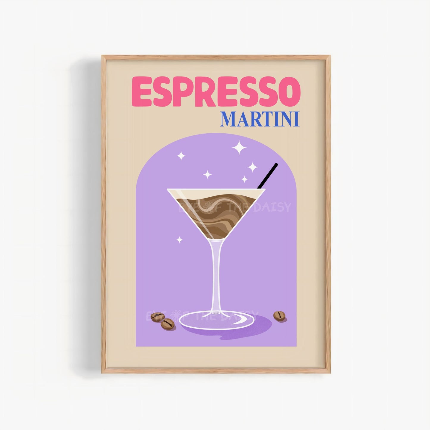 Trendy Espresso Martini print, modern cocktail poster download for dining room or entertaining space wall decor
