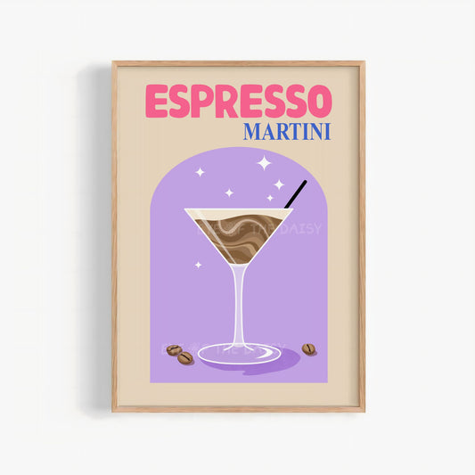 Trendy Espresso Martini print, modern cocktail poster download for dining room or entertaining space wall decor