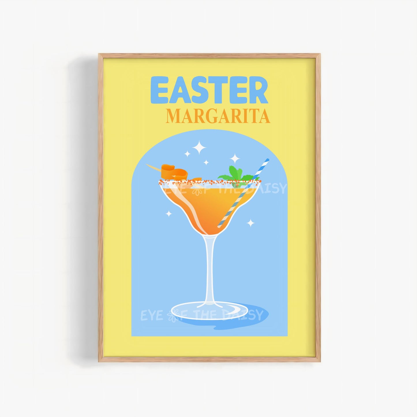 Spring Easter margarita printable wall art, retro cocktail digital download