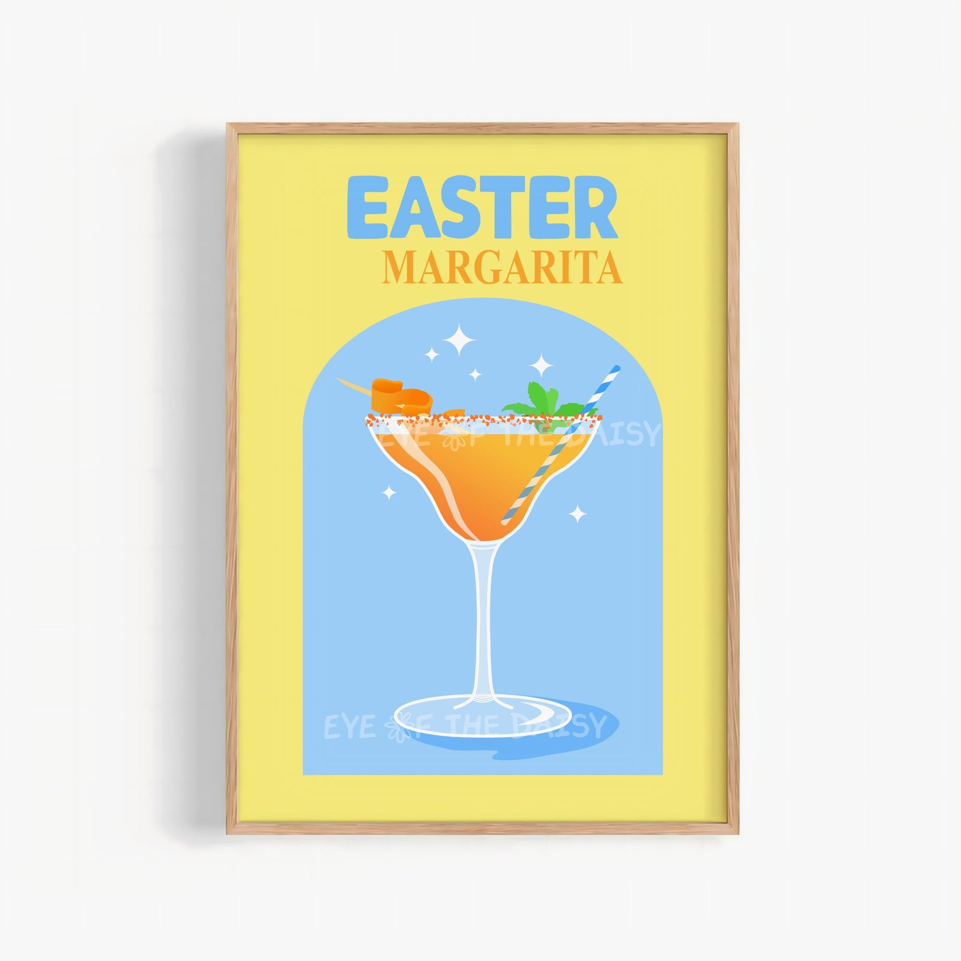 Spring Easter margarita printable wall art, retro cocktail digital download