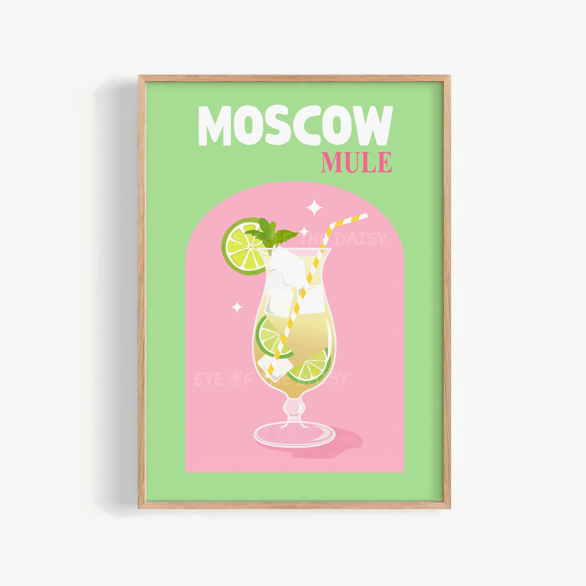 Funky Moscow Mule cocktail digital print – retro drink poster printable, perfect for dinner parties, kitchens, or bar cart wall decor