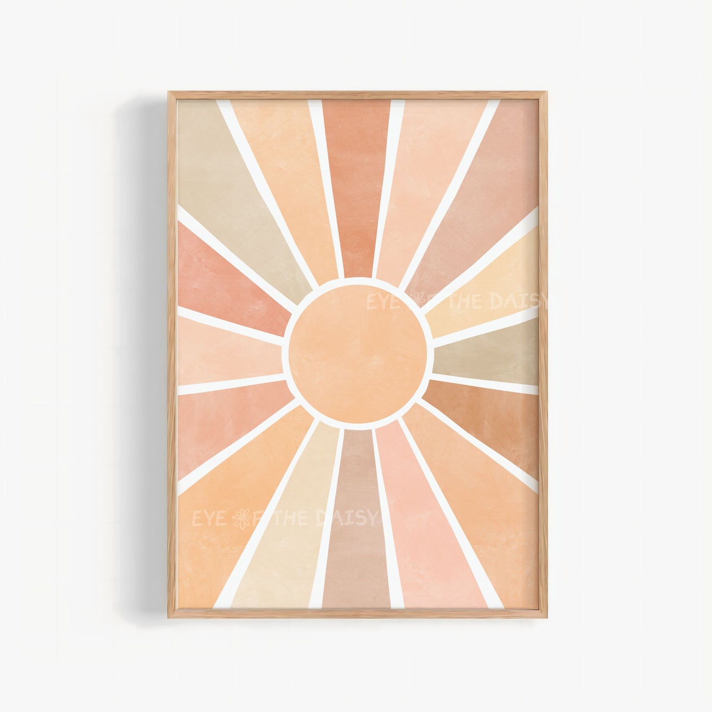 Minimalist sunburst printable poster – neutral tone boho wall art download, ideal for calming gender neutral nursery or baby room decor