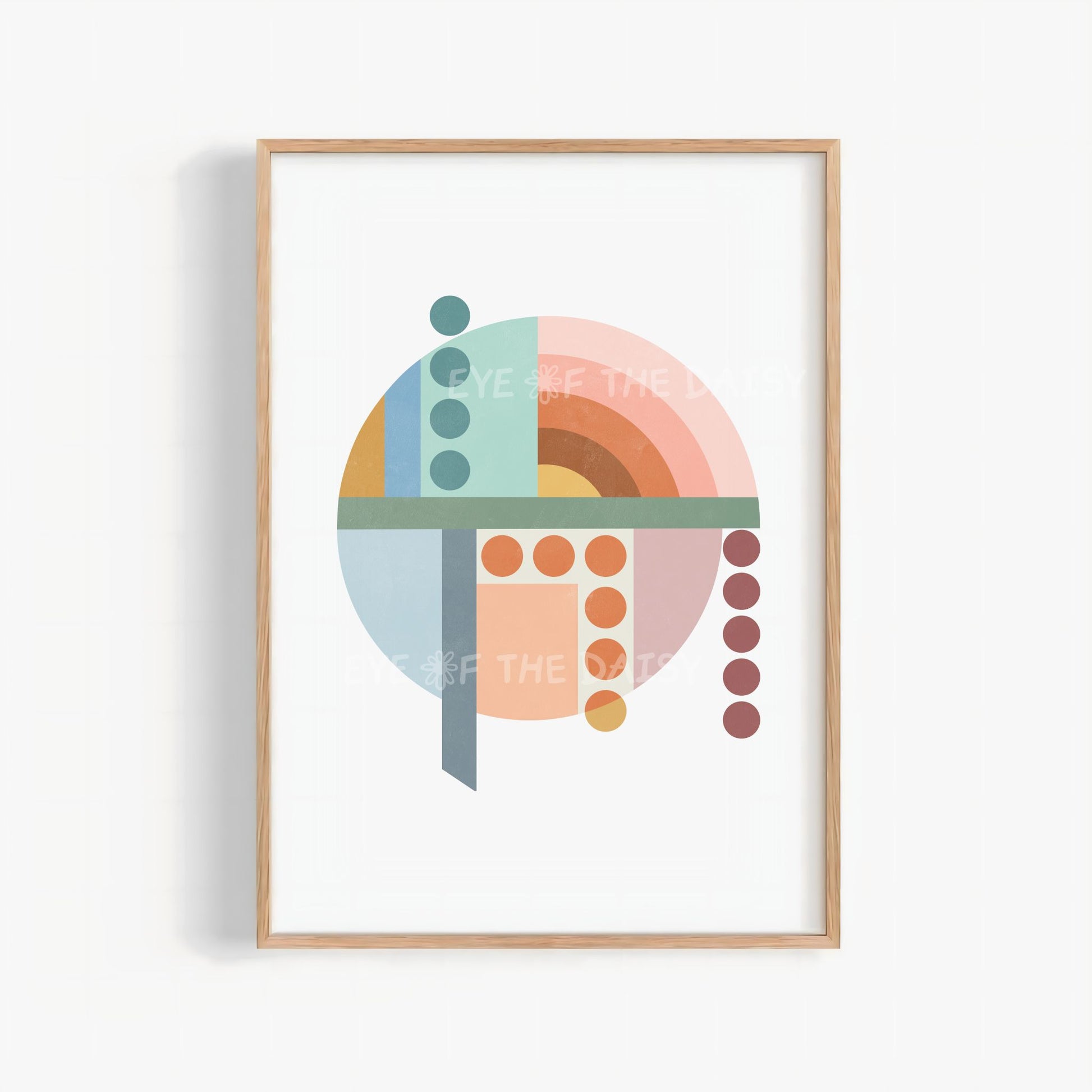 Warm tone Bauhaus print, modern geometric wall art for trendy apartment decor