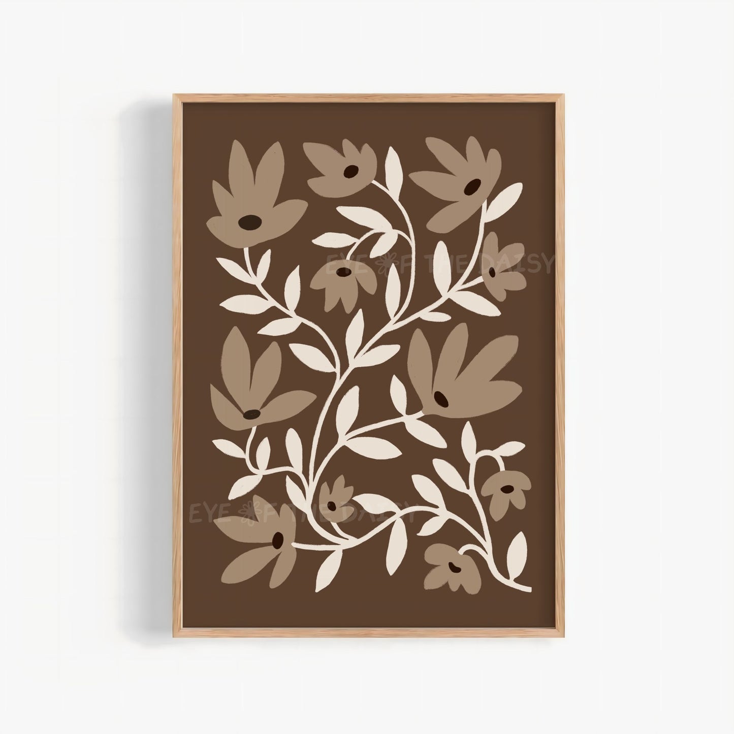 Neutral Abstract Flowers Printable Wall Art | Brown and Beige Botanical Print Digital Download