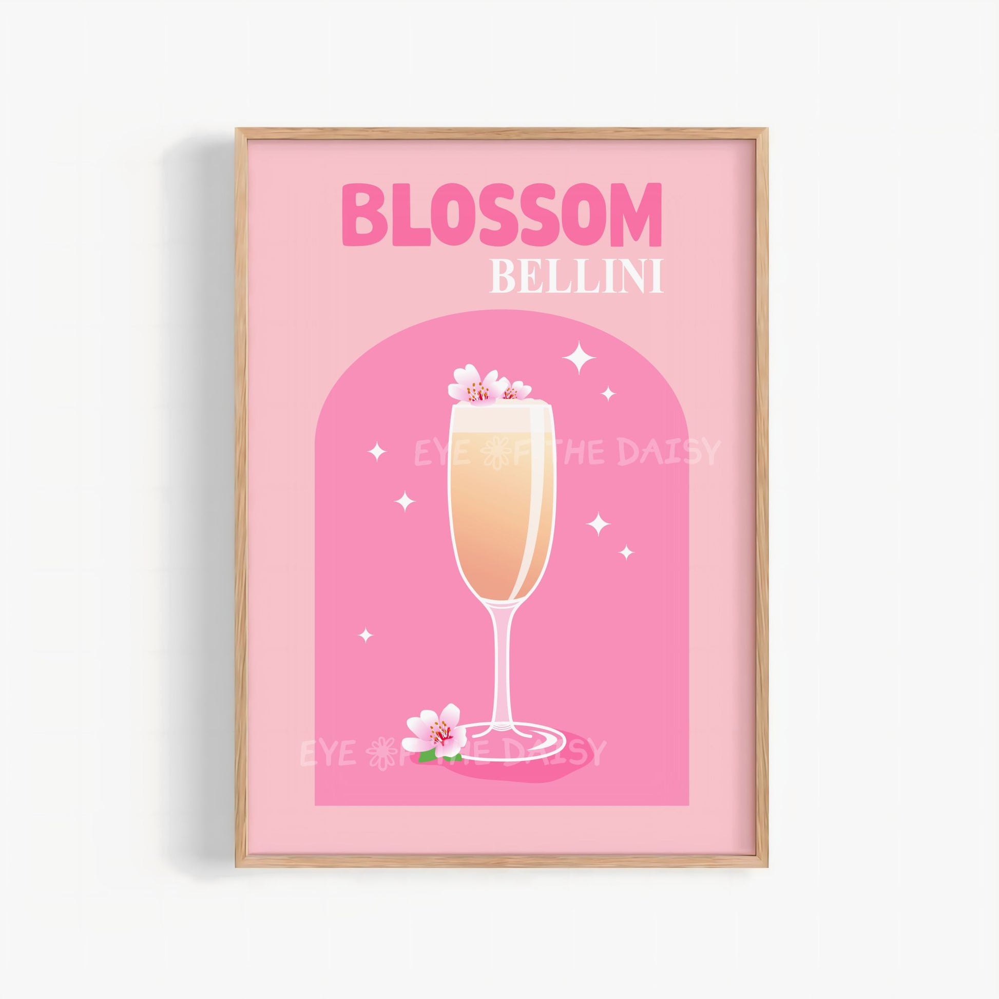 Blossom Bellini cocktail printable wall art, spring cocktail poster or Easter bar sign decor