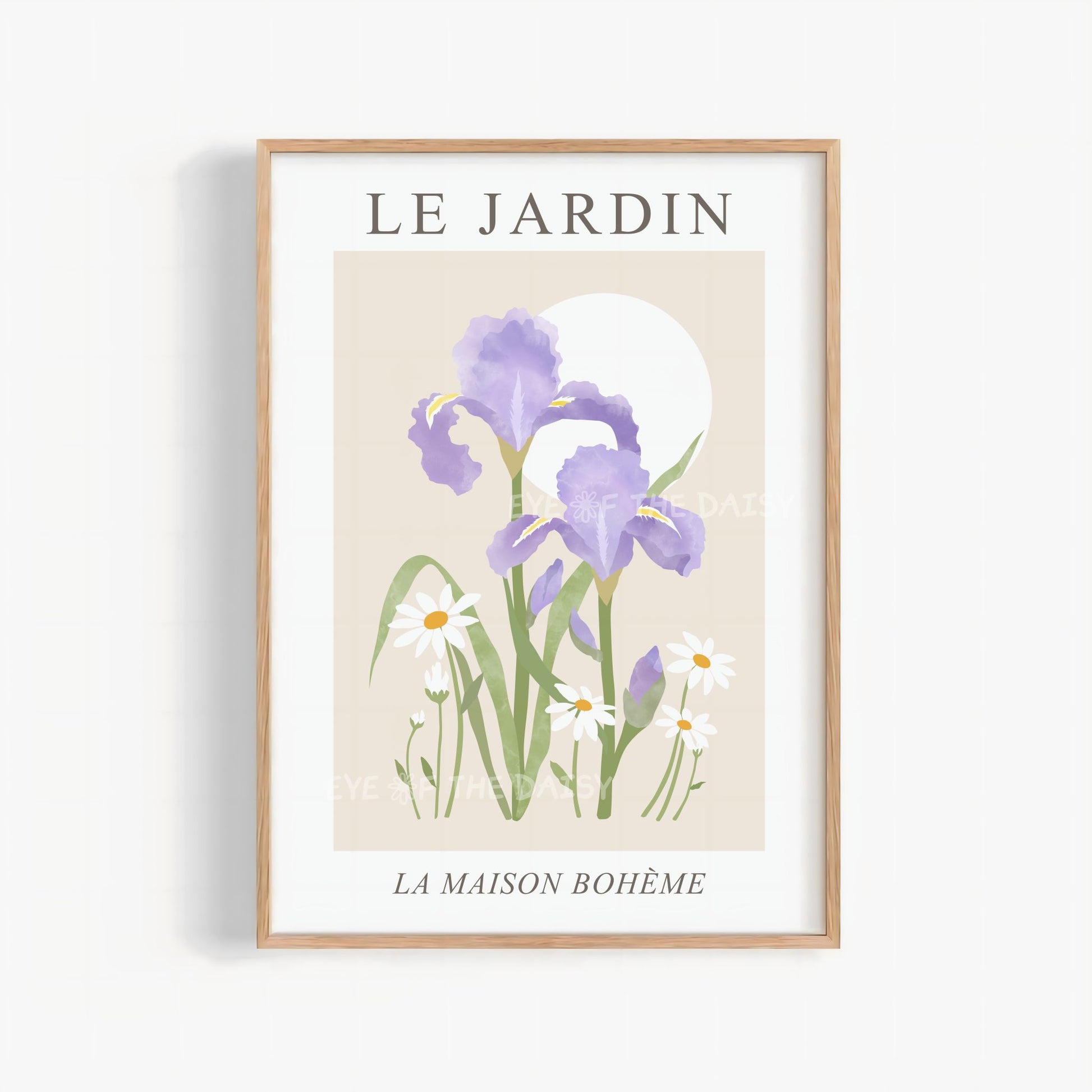 Pastel Le Jardin print – modern botanical downloadable wall art, soft printable poster for feminine boho chic or vintage apartment decor
