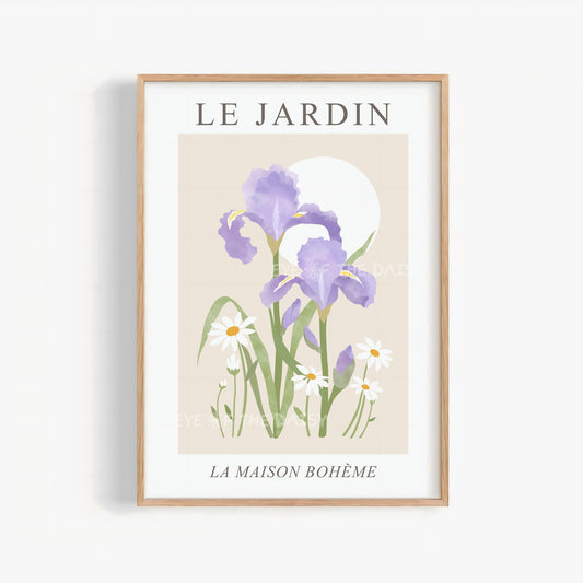Pastel Le Jardin print – modern botanical downloadable wall art, soft printable poster for feminine boho chic or vintage apartment decor