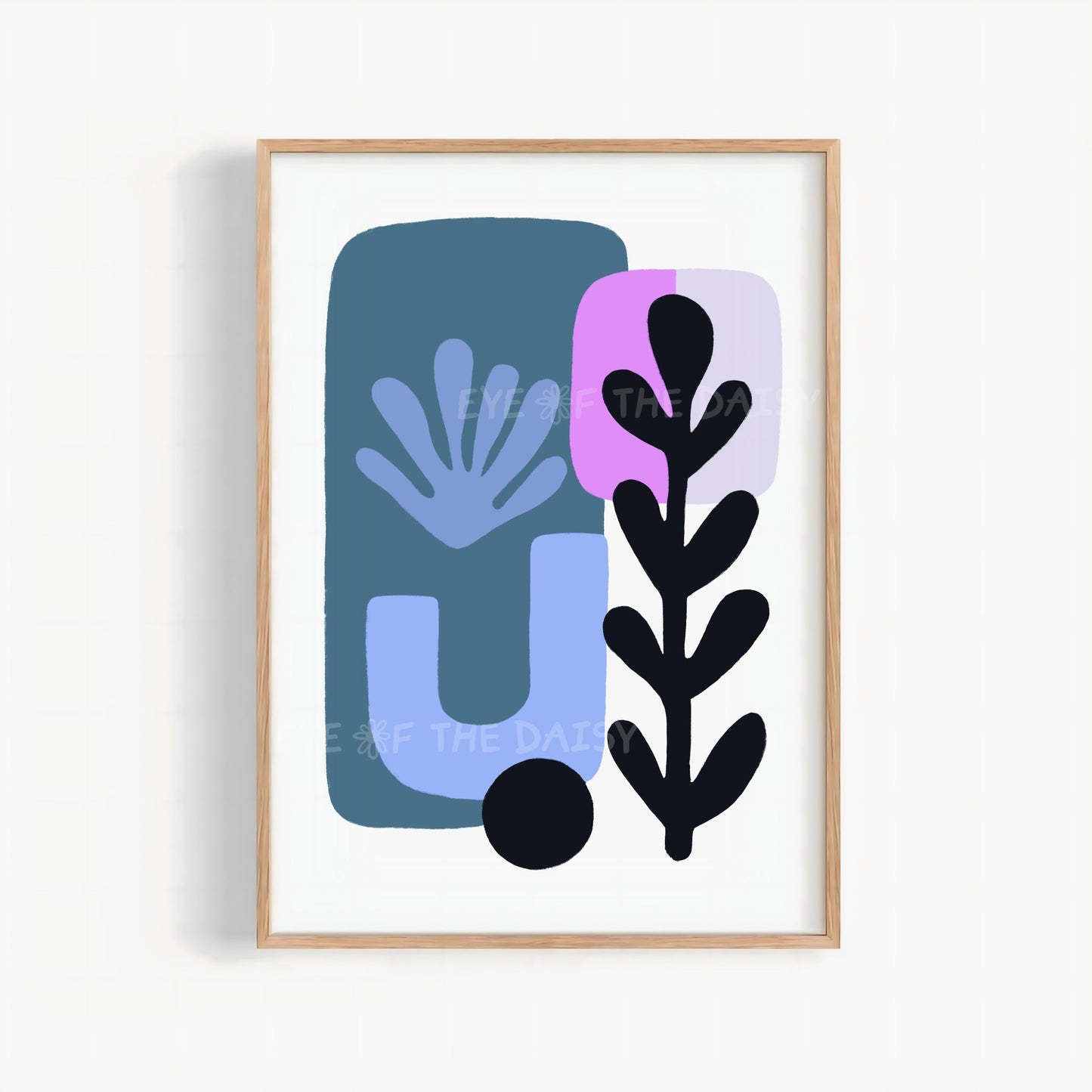 Blue Purple Abstract Botanical Print Digital Download | Mid Century Modern Printable Wall Art