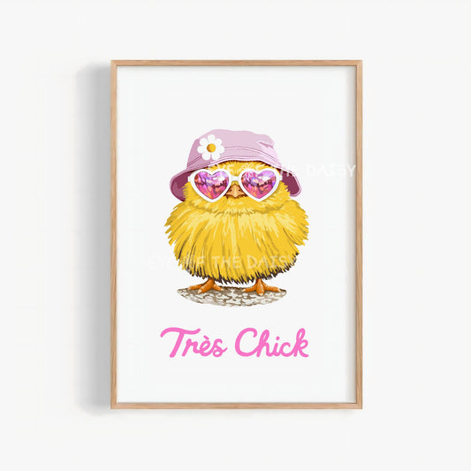 Funny Cute Chick Printable Wall Art | Fashion Spring Chick Print | Whimsical Easter Decor