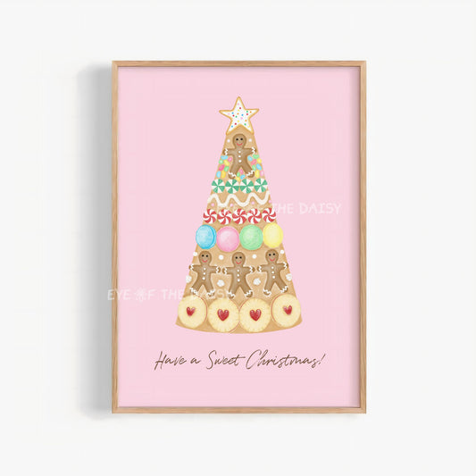 Christmas Gingerbread Print Download | Pink Holiday Kitchen Printable Wall Art