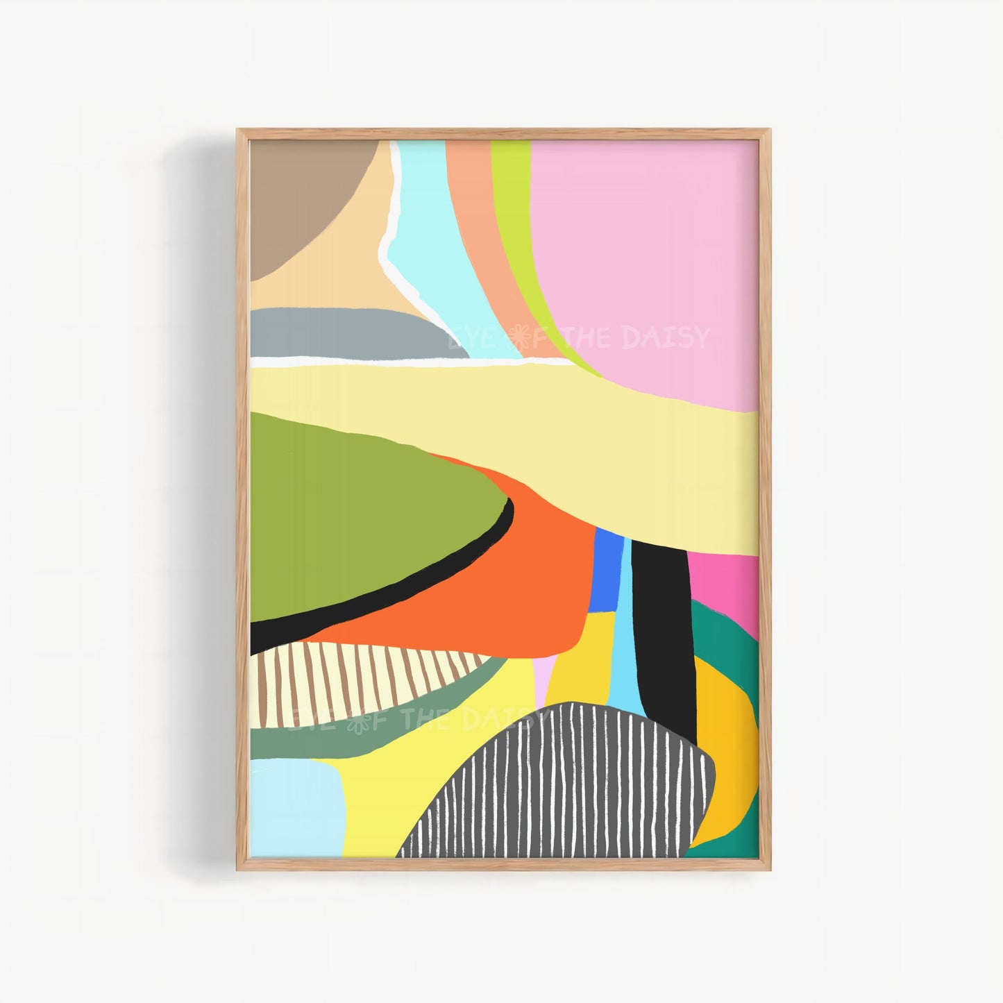 Bright abstract art print – colourful digital download of modern stripes and patches, printable wall decor