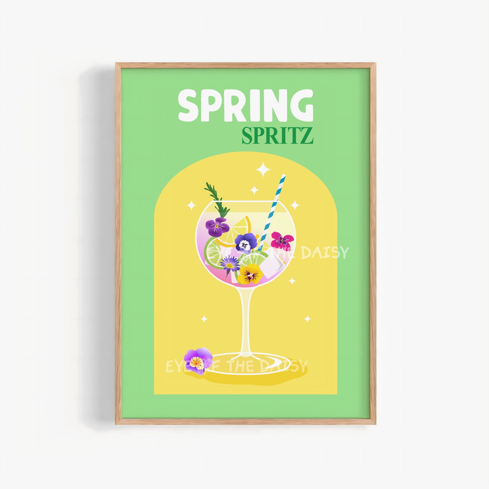Spring Spritz printable wall art, pastel floral Easter cocktail poster or Spring bar cart decor