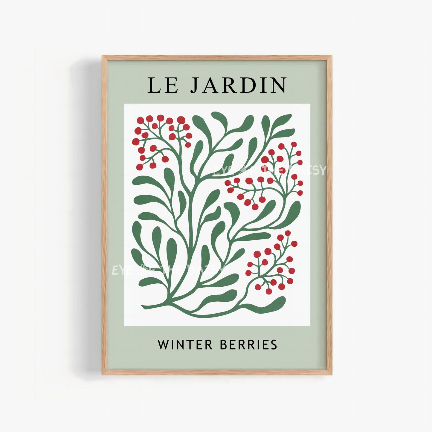 Winter Botanical Print Digital Download | Sage Green Winter Berries Printable Wall Art