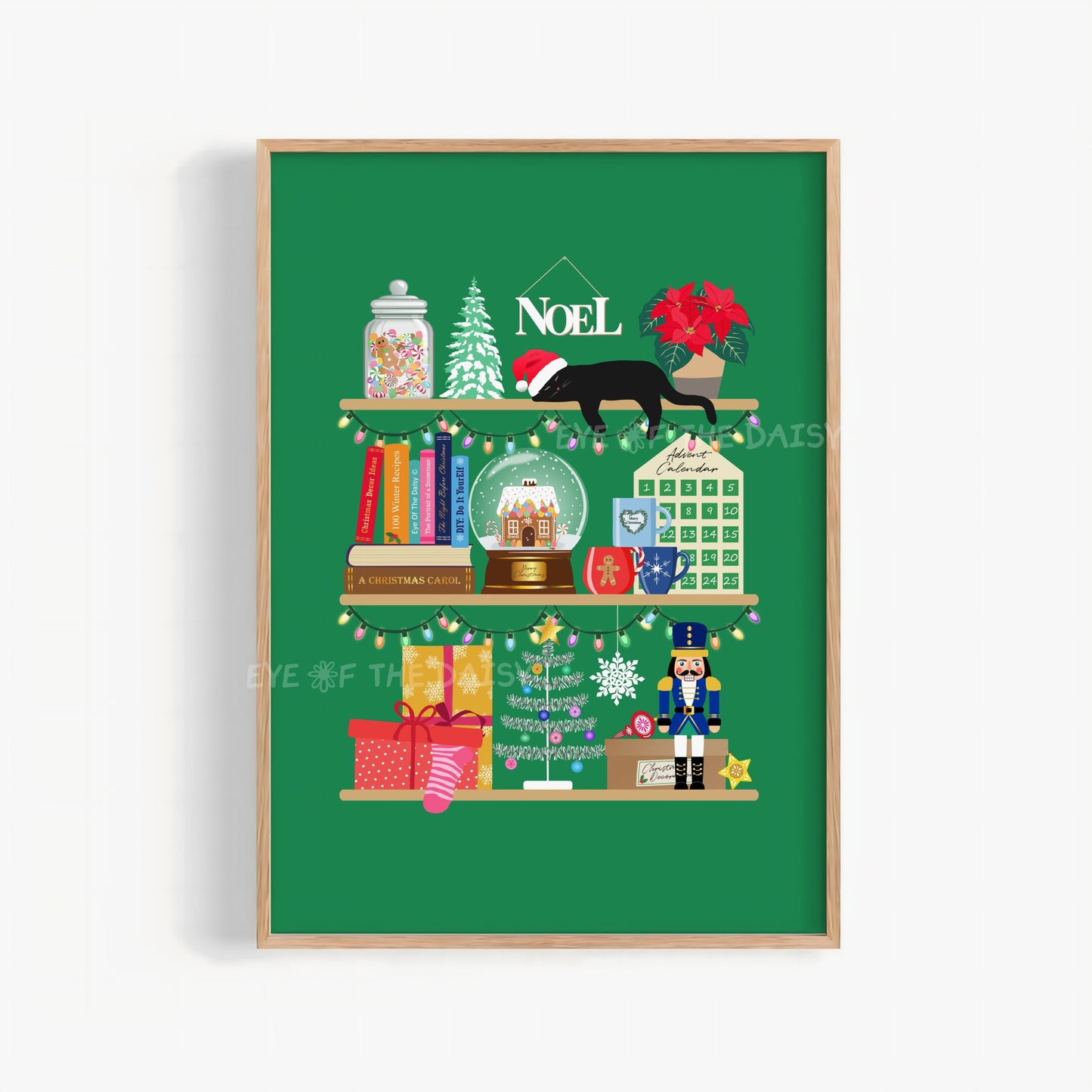 Christmas Shelf Print Digital Download | Holiday Shelves Bookish Printable Wall Art