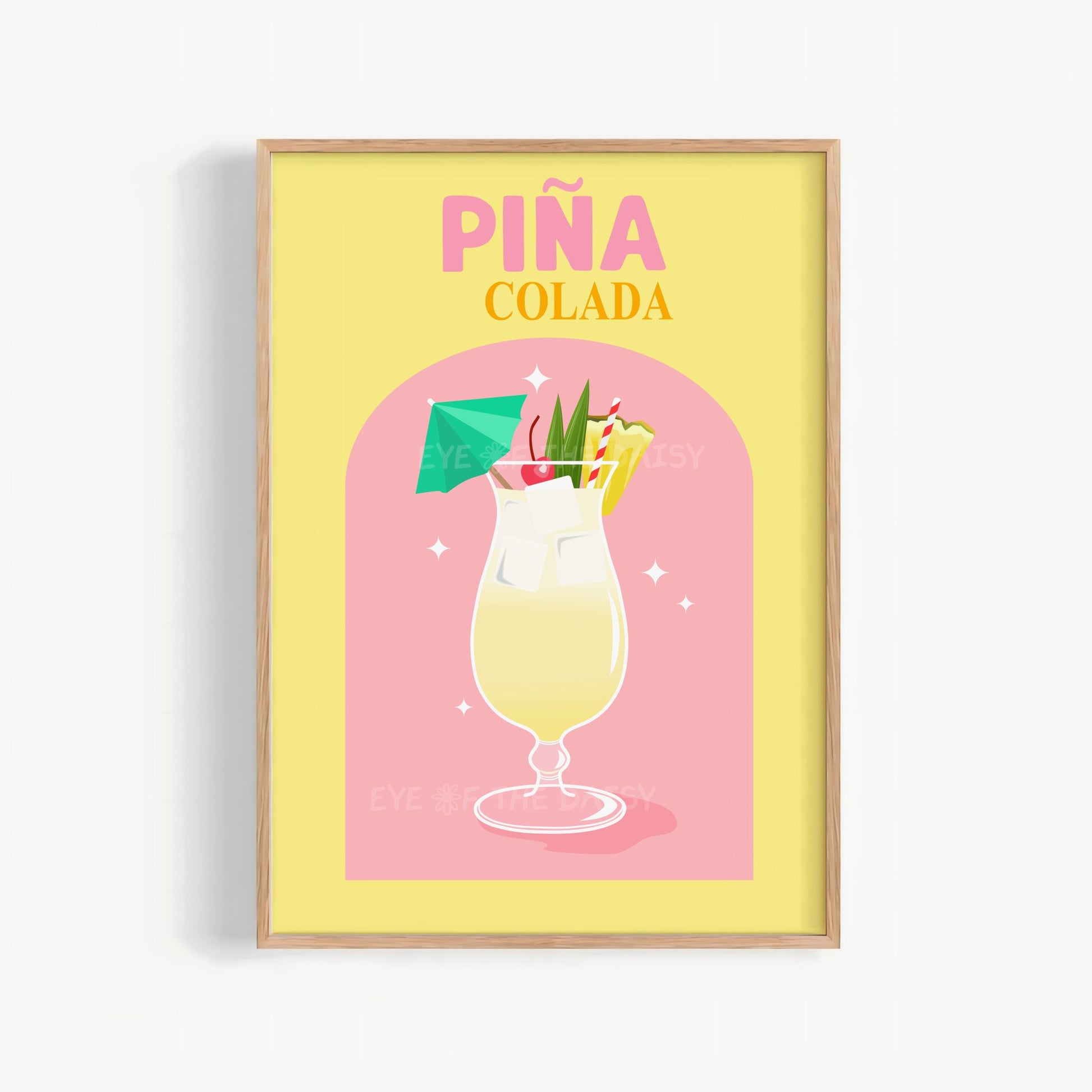 Funky Piña Colada cocktail digital art print – retro drink poster printable, ideal for dinner party wall decor and instant download