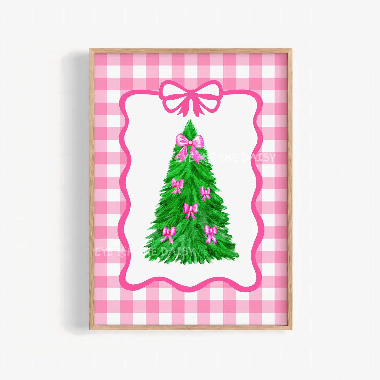 Pink Bows Christmas Tree Digital Print | Vintage Coquette Holiday Printable Wall Art