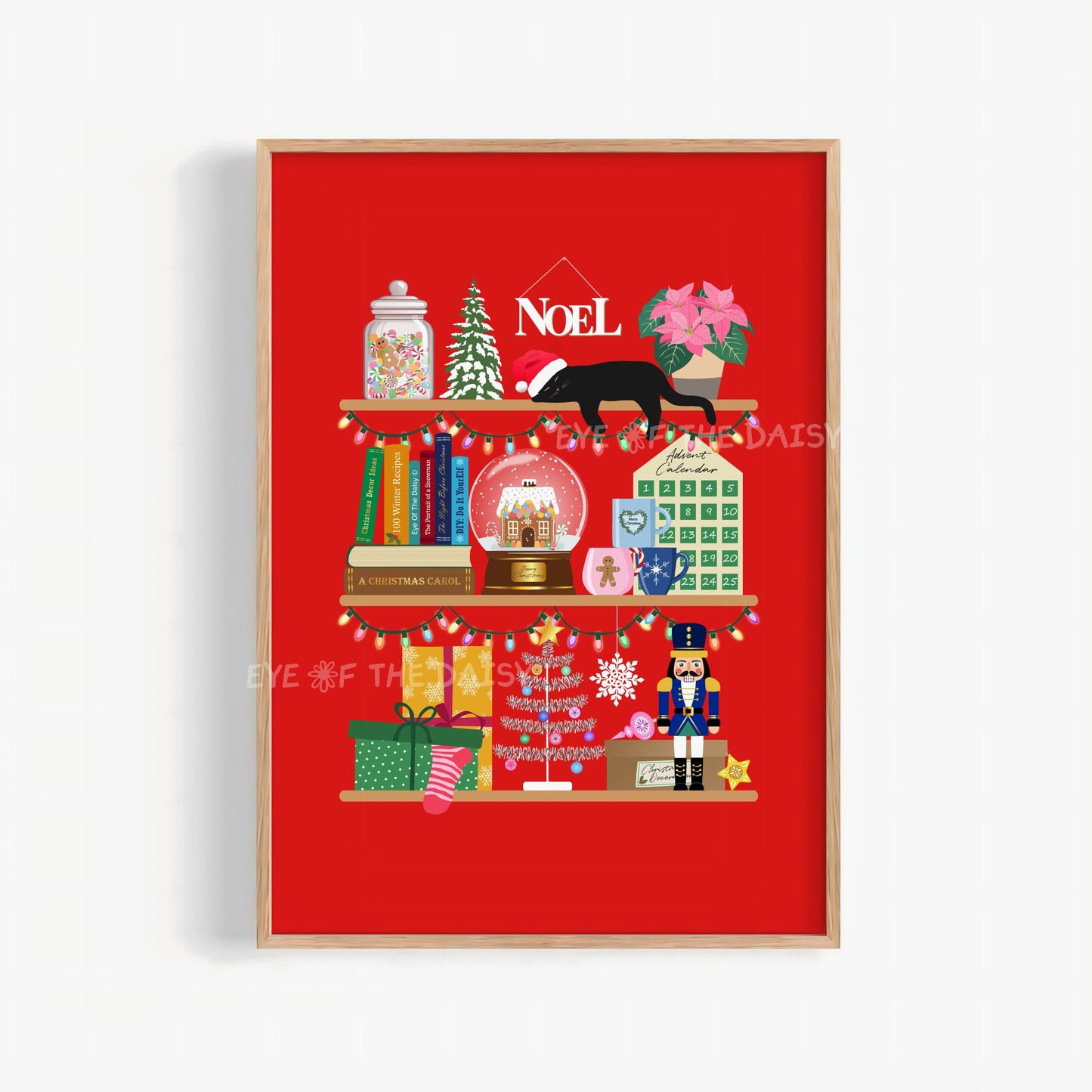 Christmas Shelf Print Digital Download | Maximalist Holiday Printable Wall Art