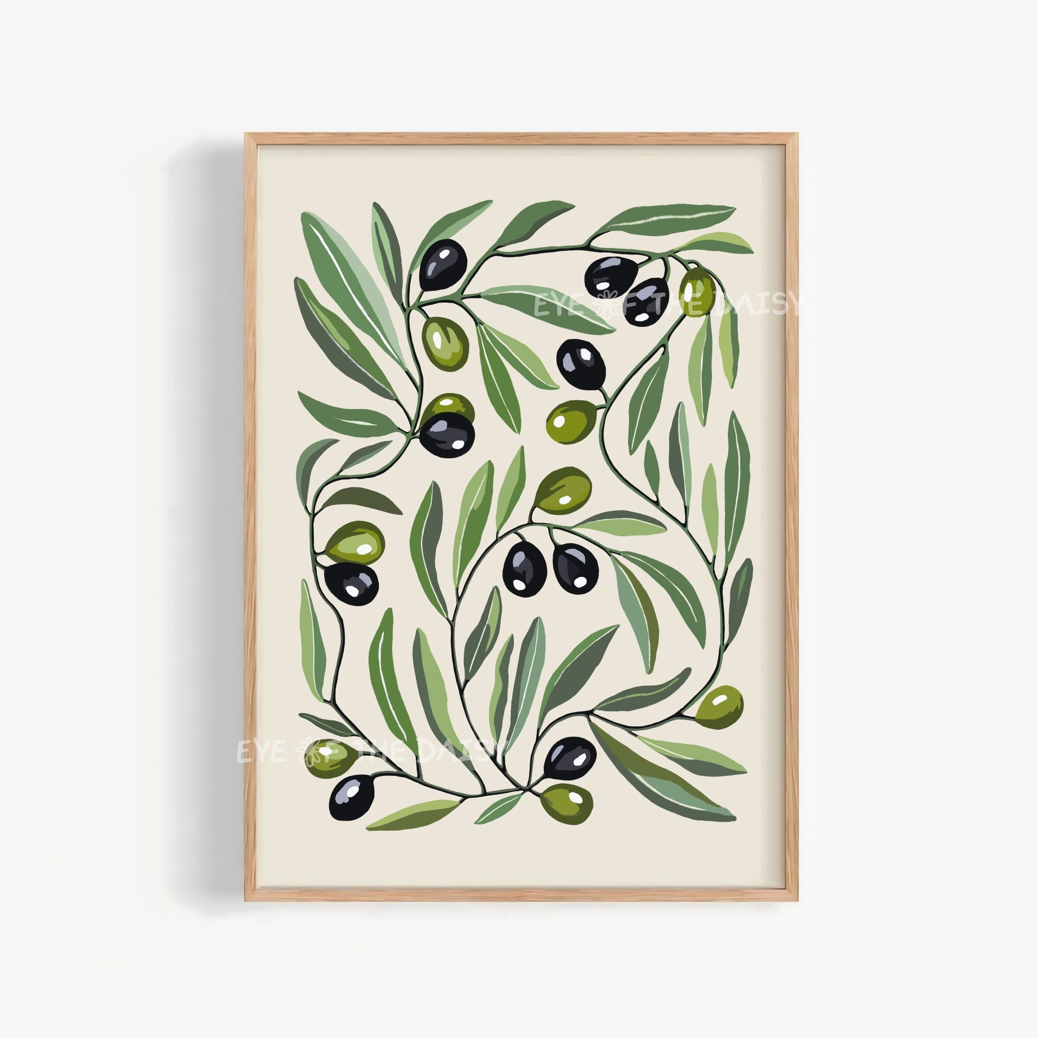 Abstract Olive Branch Digital Print | Hand Drawn Olive Botanical