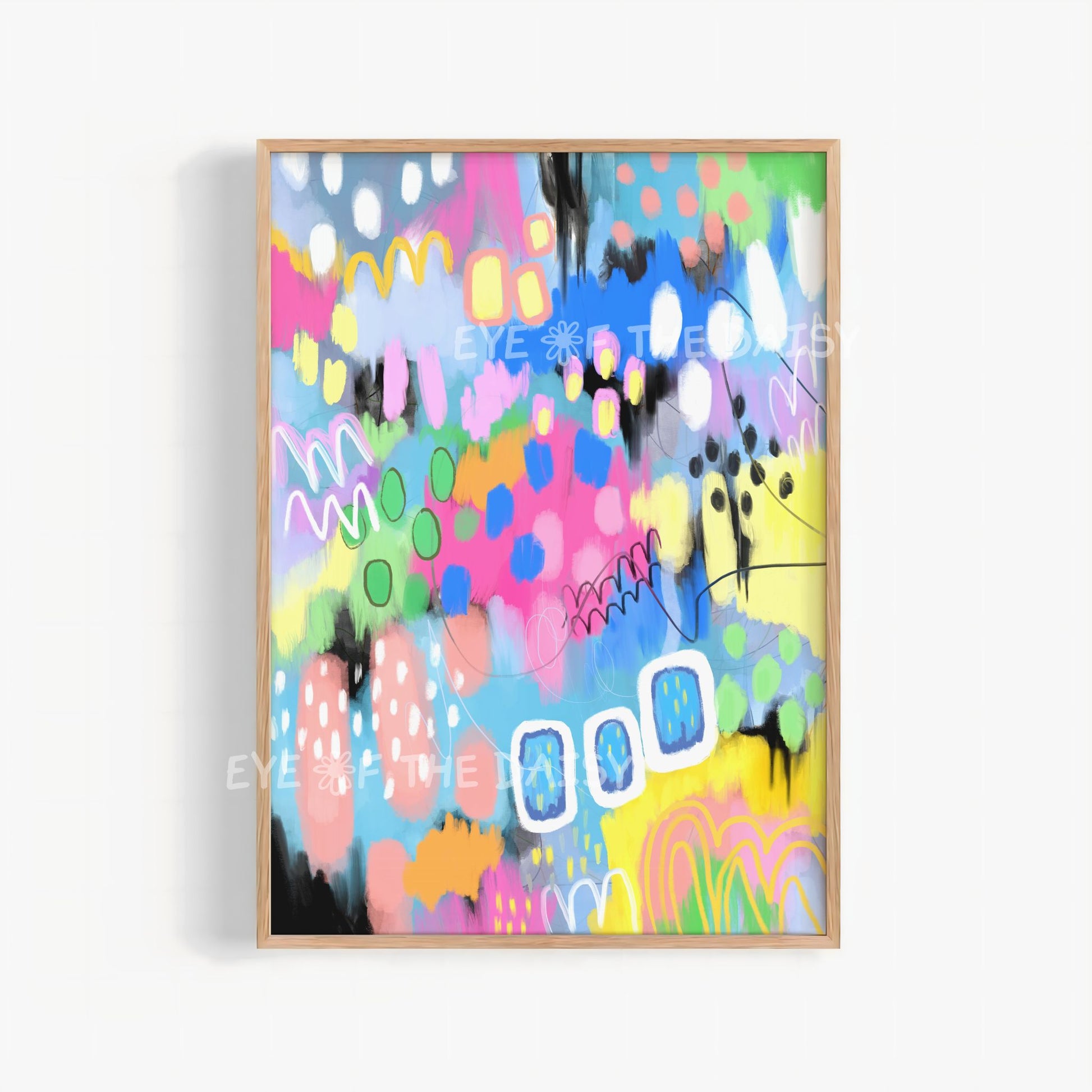 Colourful abstract expressionist print, modern gallery wall art for trendy apartment