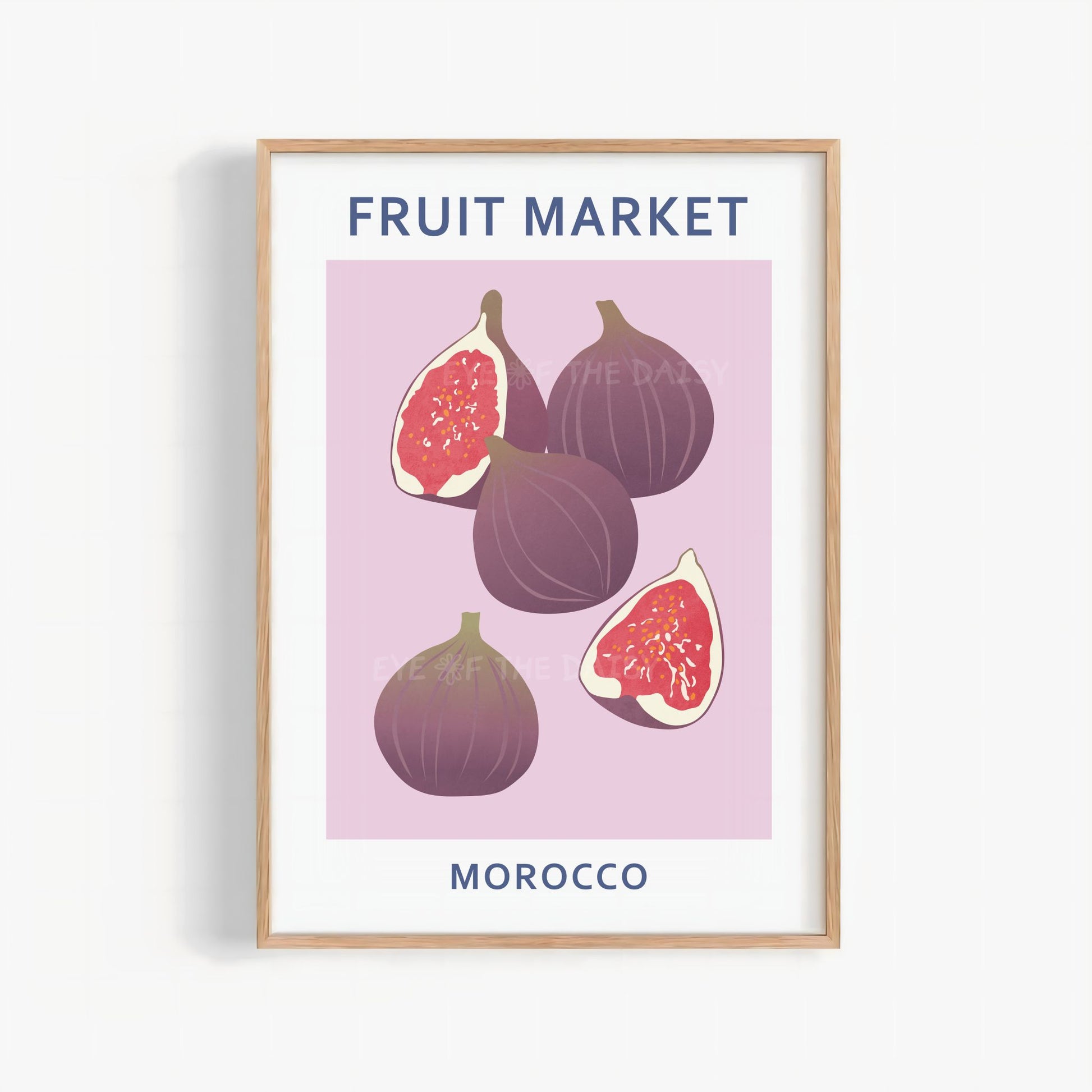 Fruit Market Morocco fig print — pastel lilac digital download with abstract fruit for modern botanical gallery wall decor