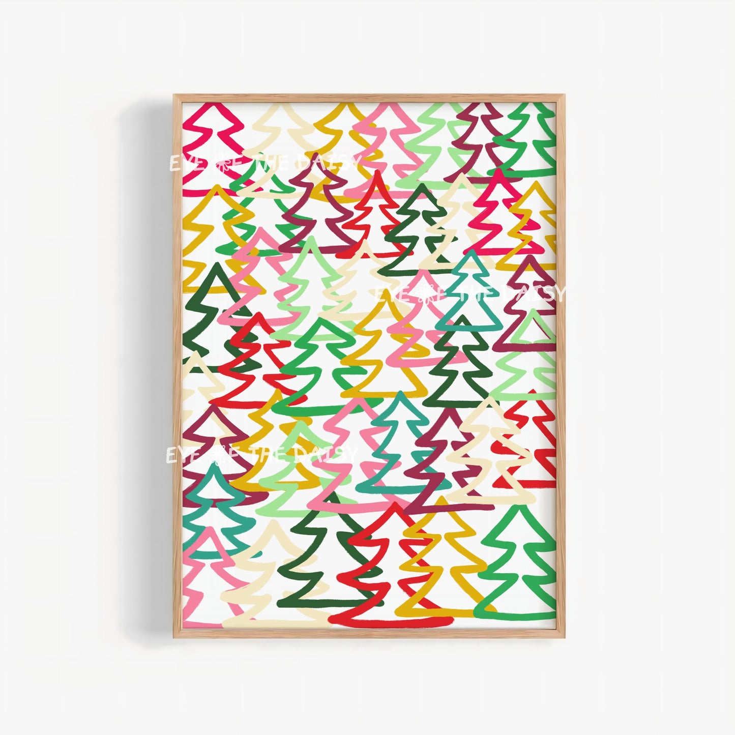 Graffiti Christmas Trees Print Digital Download | Modern Maximalist Holiday Printable Wall Art