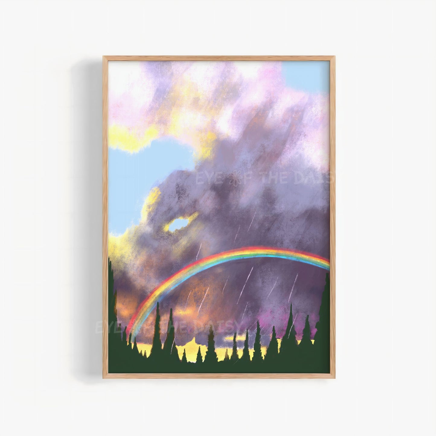 Sunset Rainbow Clouds Print Digital Download | Boho Abstract Landscape Printable Wall Art