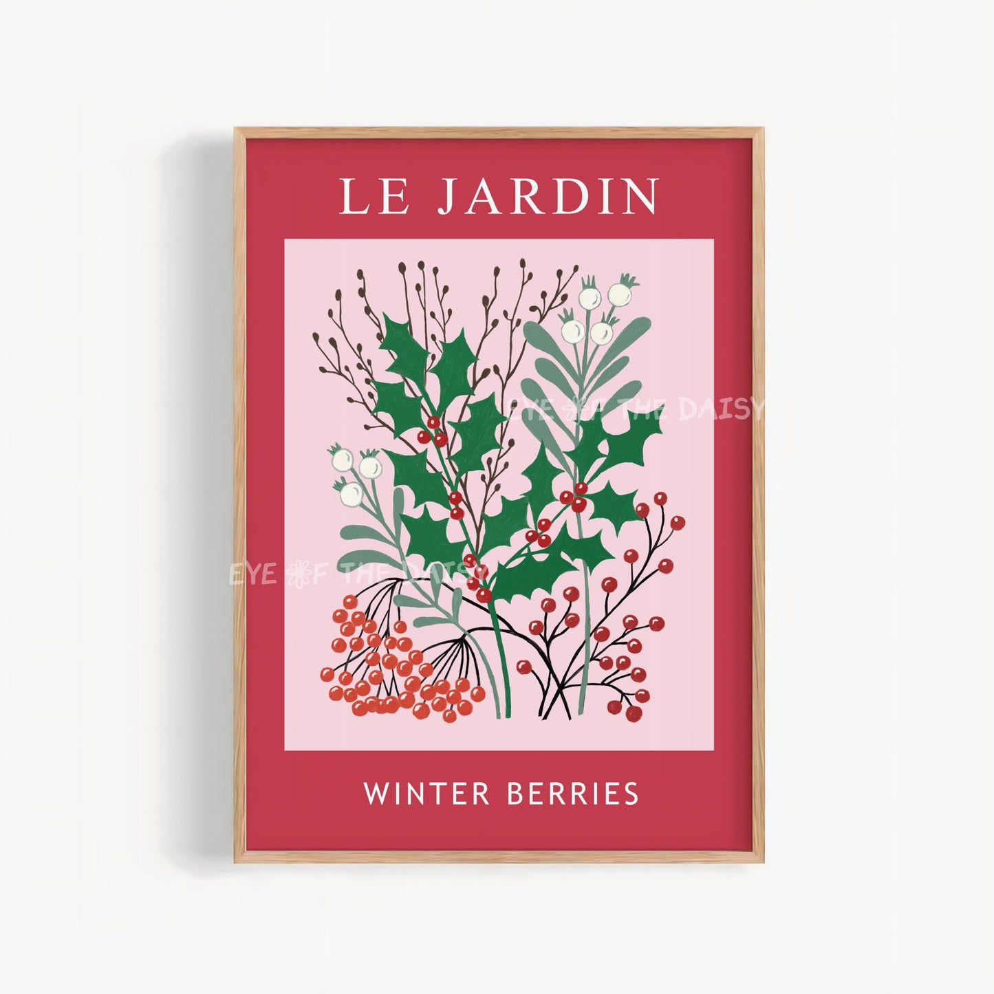 Vintage Winter Berries Print Digital Download | Holly Mistletoe Botanical Printable Wall Art