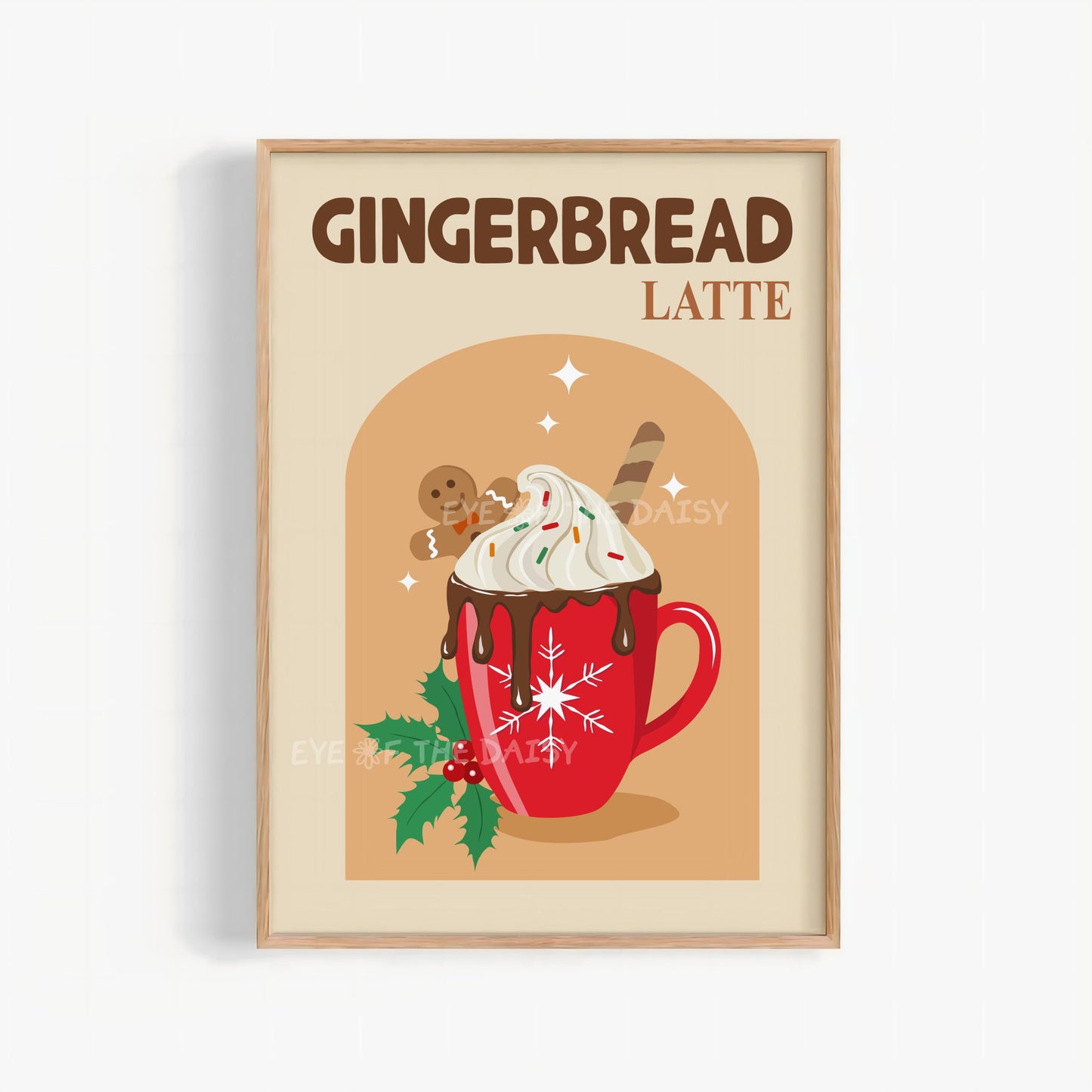 Gingerbread Latte Print Digital Download | Retro Holiday Cocoa Station Printable Wall Art