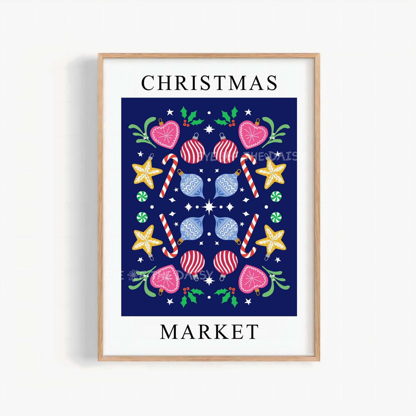 Christmas Market Digital Art Print | Nordic Folk Art Holiday Decor | Printable Wall Art