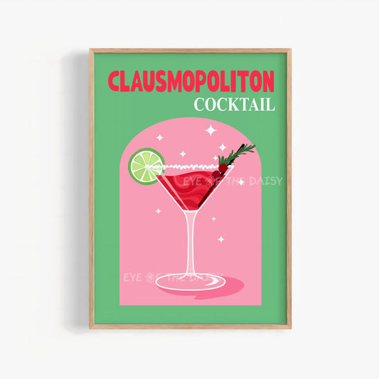 Holiday Drink Print Digital Download | Retro Christmas Cocktail Printable Wall Art