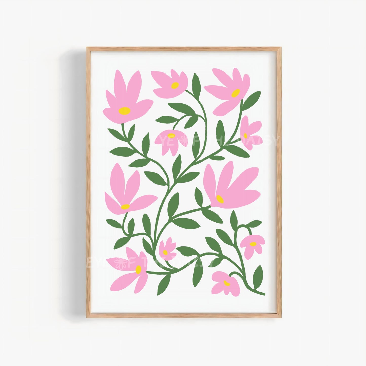 Pink Flowers Printable Wall Art | Pink Abstract Floral Print Digital Download | Whimsical Botanical Poster