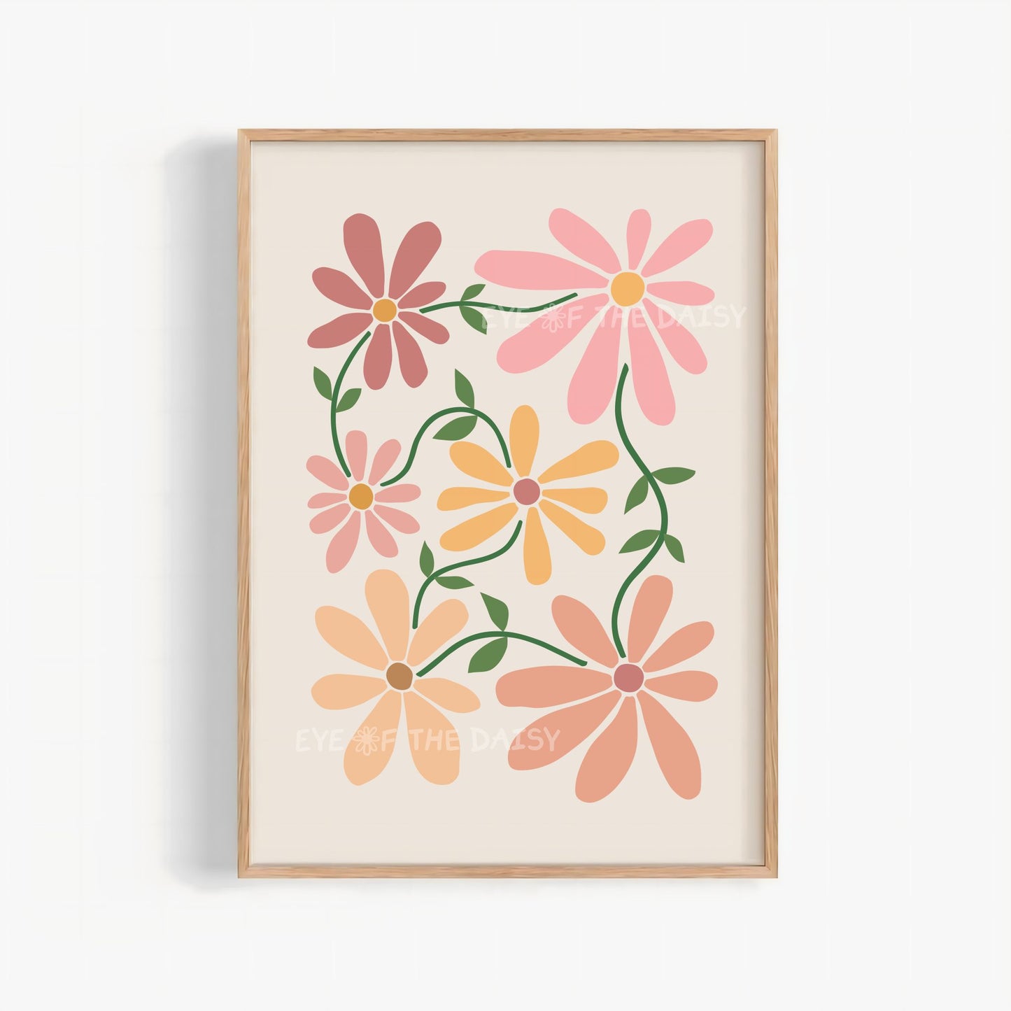 Terracotta floral poster – warm earthy printable flower art for boho college room or dorm wall decor, digital download