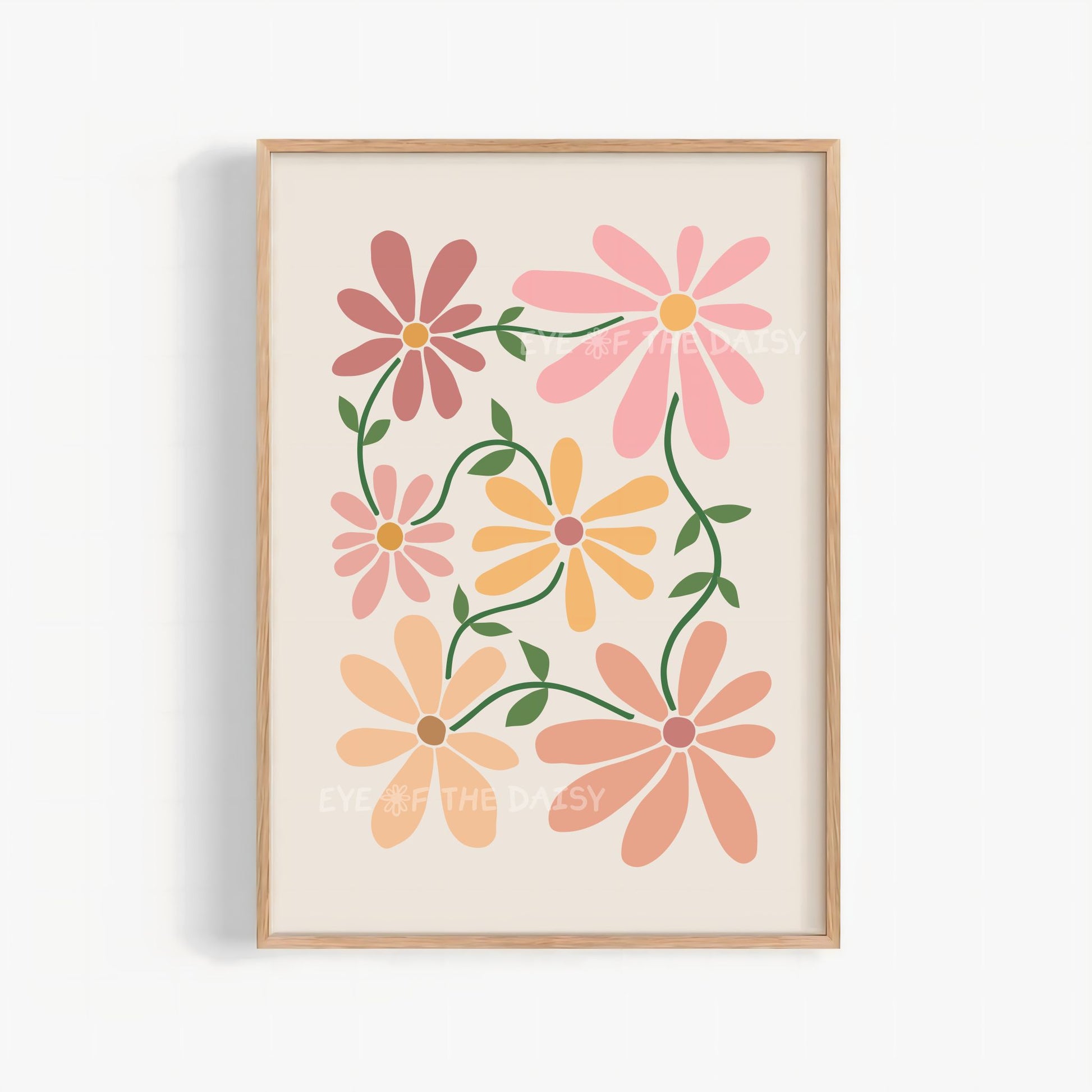 Terracotta floral poster – warm earthy printable flower art for boho college room or dorm wall decor, digital download