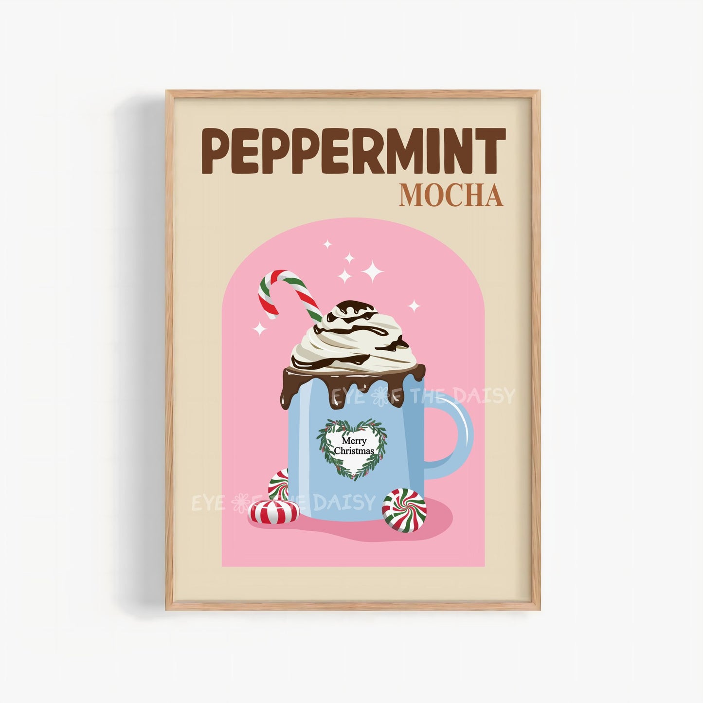 Peppermint Mocha Print Digital Download | Holiday Drink Cocoa Station Printable Wall Art