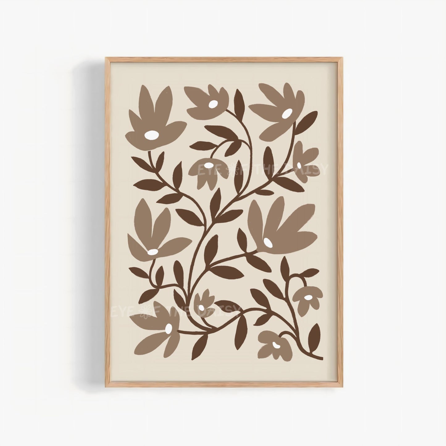 Neutral Abstract Botanical Printable Wall Art | Brown and Beige Floral Print Digital Download