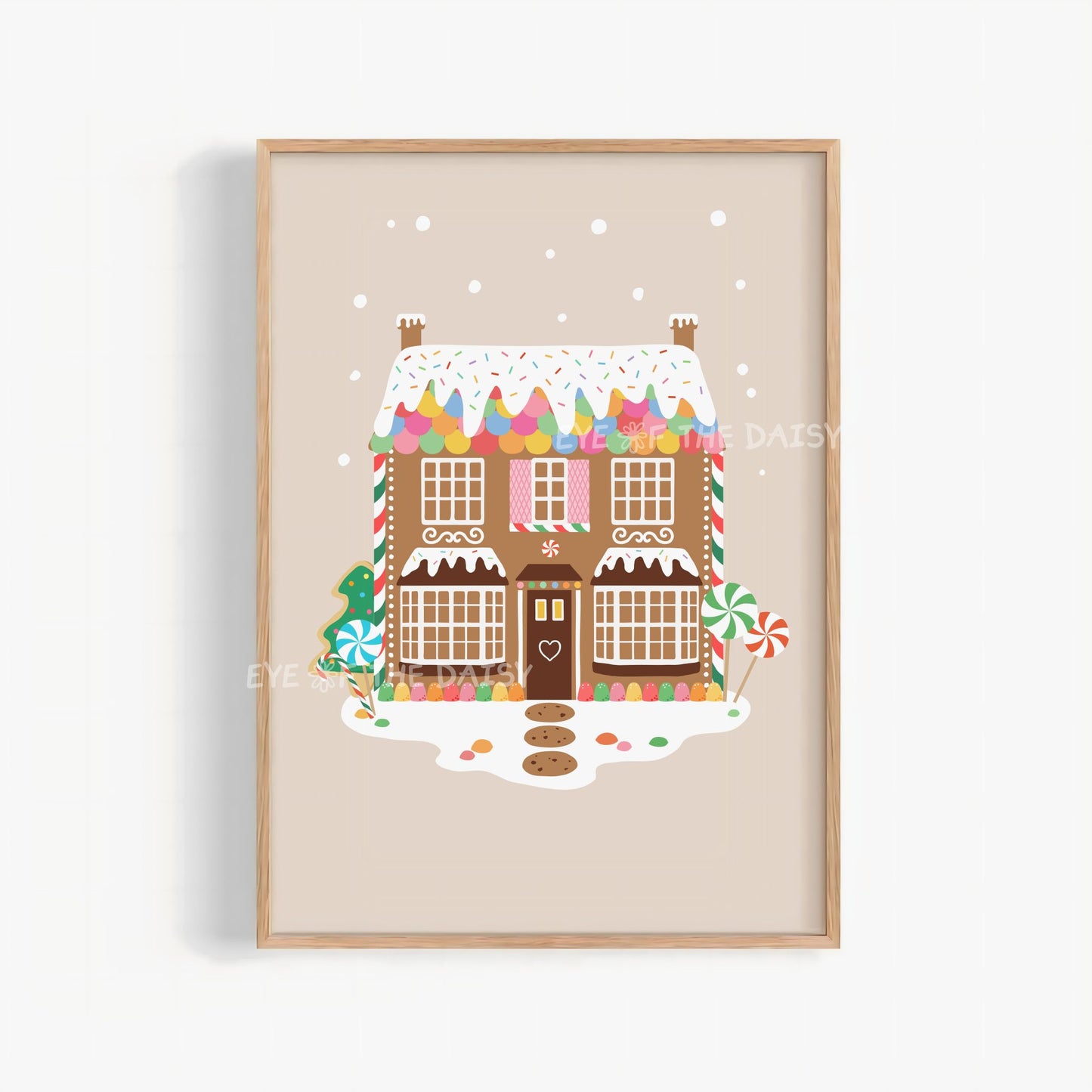 Custom Gingerbread House Portrait Print Digital Download | Personalised Christmas Wall Art