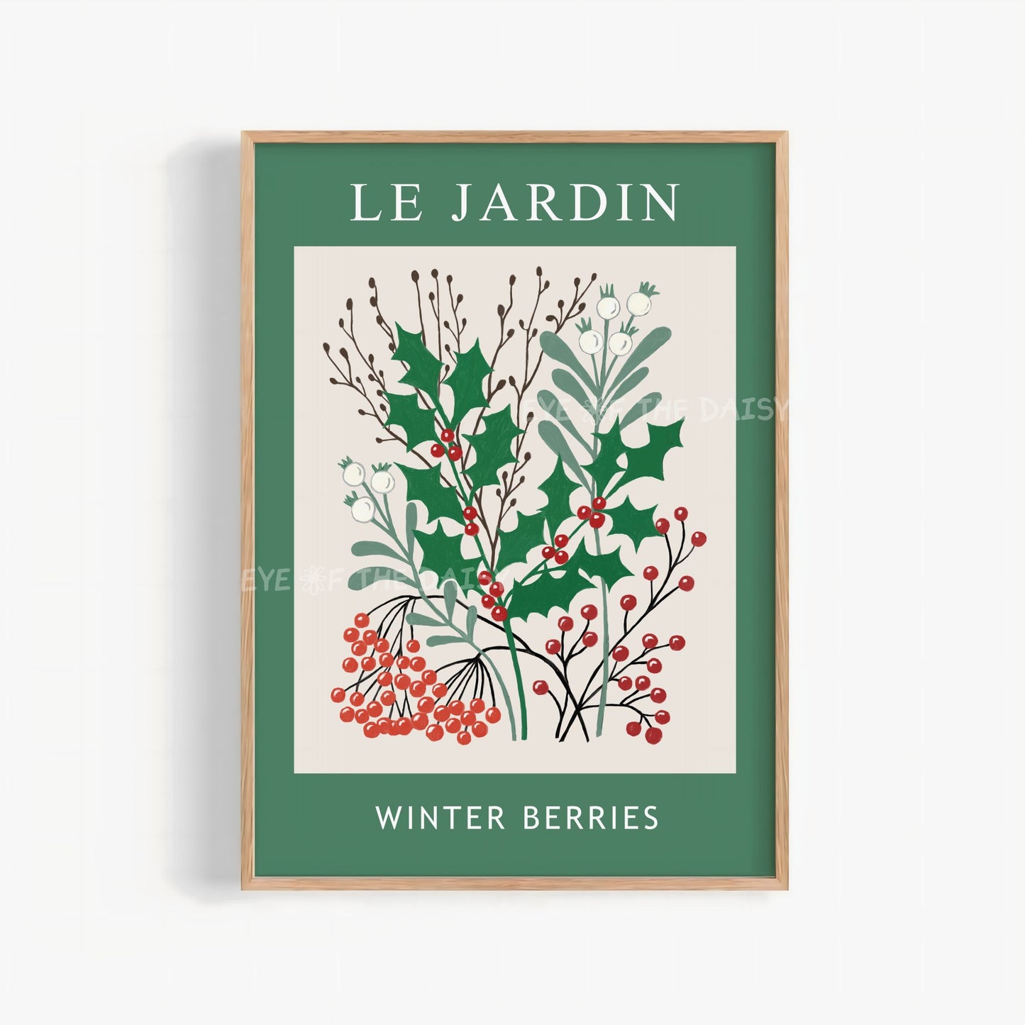 Vintage Winter Botanical Print Digital Download | Holly Mistletoe Botanical Printable Wall Art