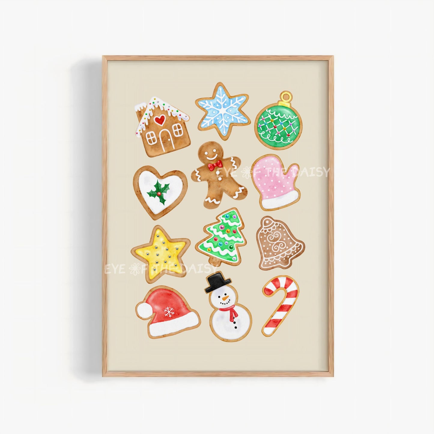 Gingerbread Cookies Print Digital Download | Christmas Kitchen Printable Wall Art