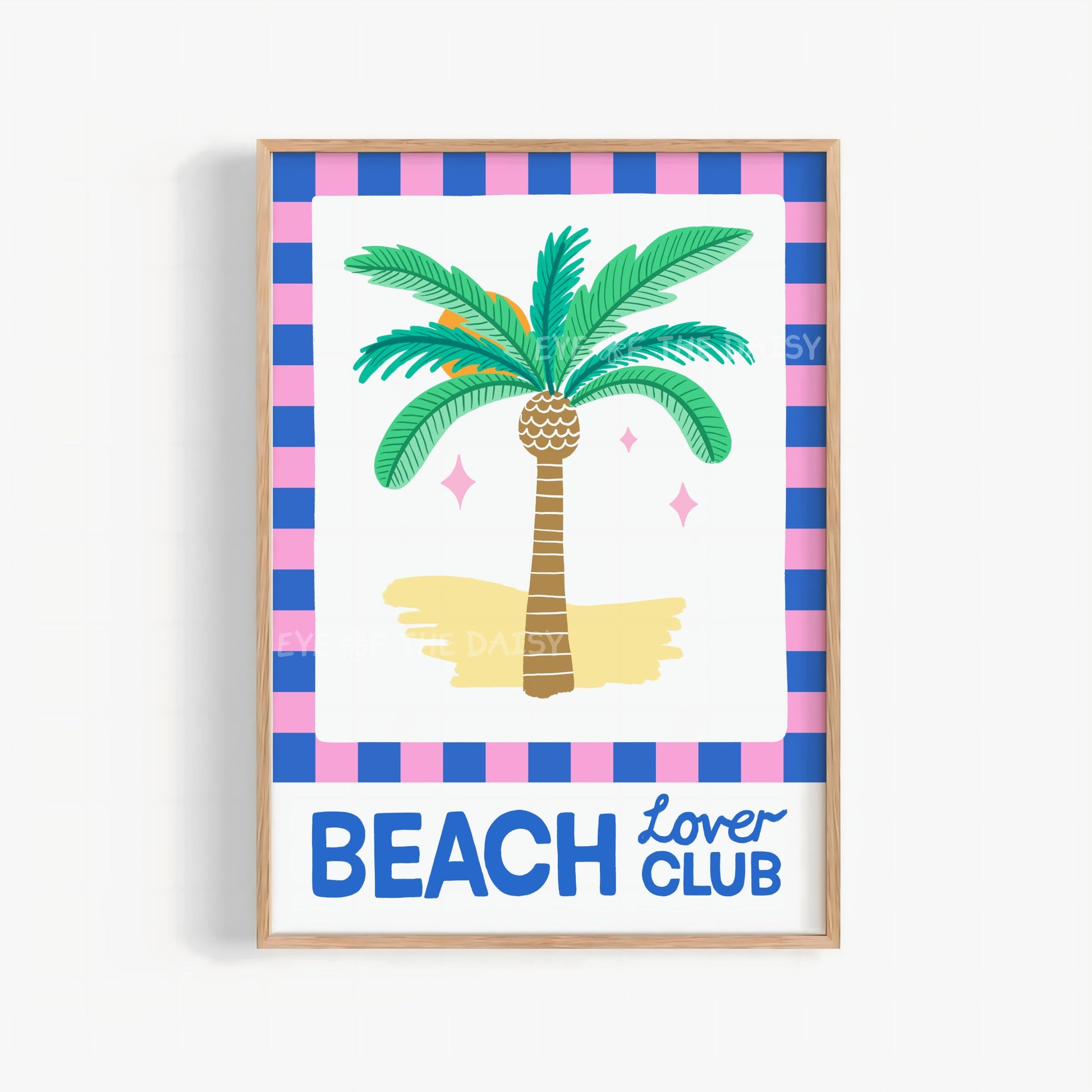 Beach Lover Club printable wall art with fun beachy vibes – colorful digital download poster, perfect summer decor for coastal room