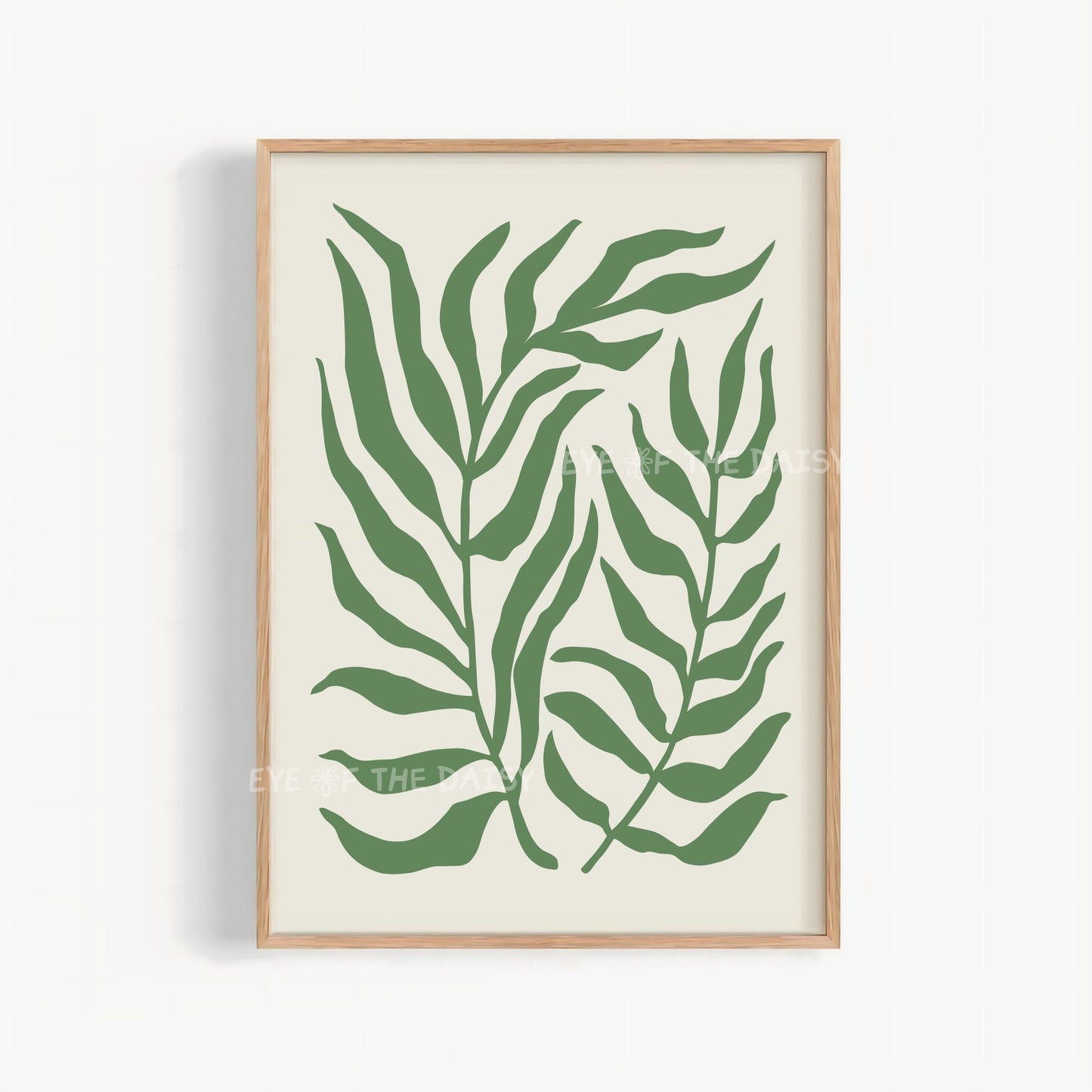Olive green abstract palm leaf print on beige, modern botanical printable wall art, digital download artwork for instant home decor