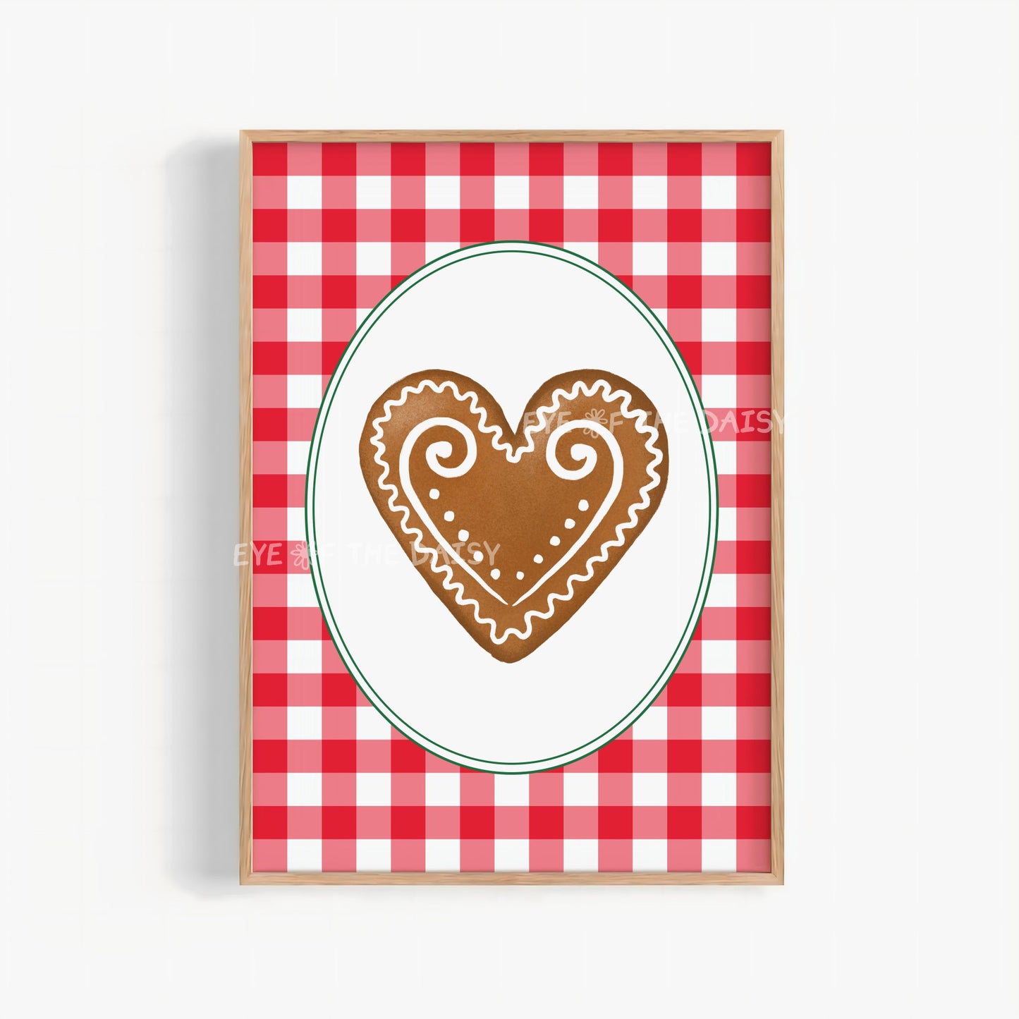 Gingerbread Heart Cookie Print Digital Download | Vintage Holiday Printable Wall Art