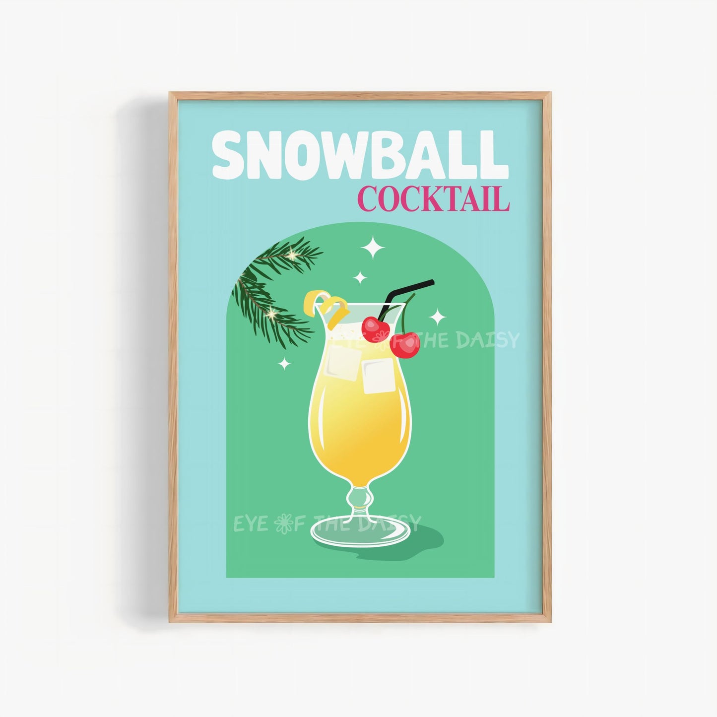 Snowball Drink Print Digital Download | Retro Christmas Cocktail Printable Wall Art