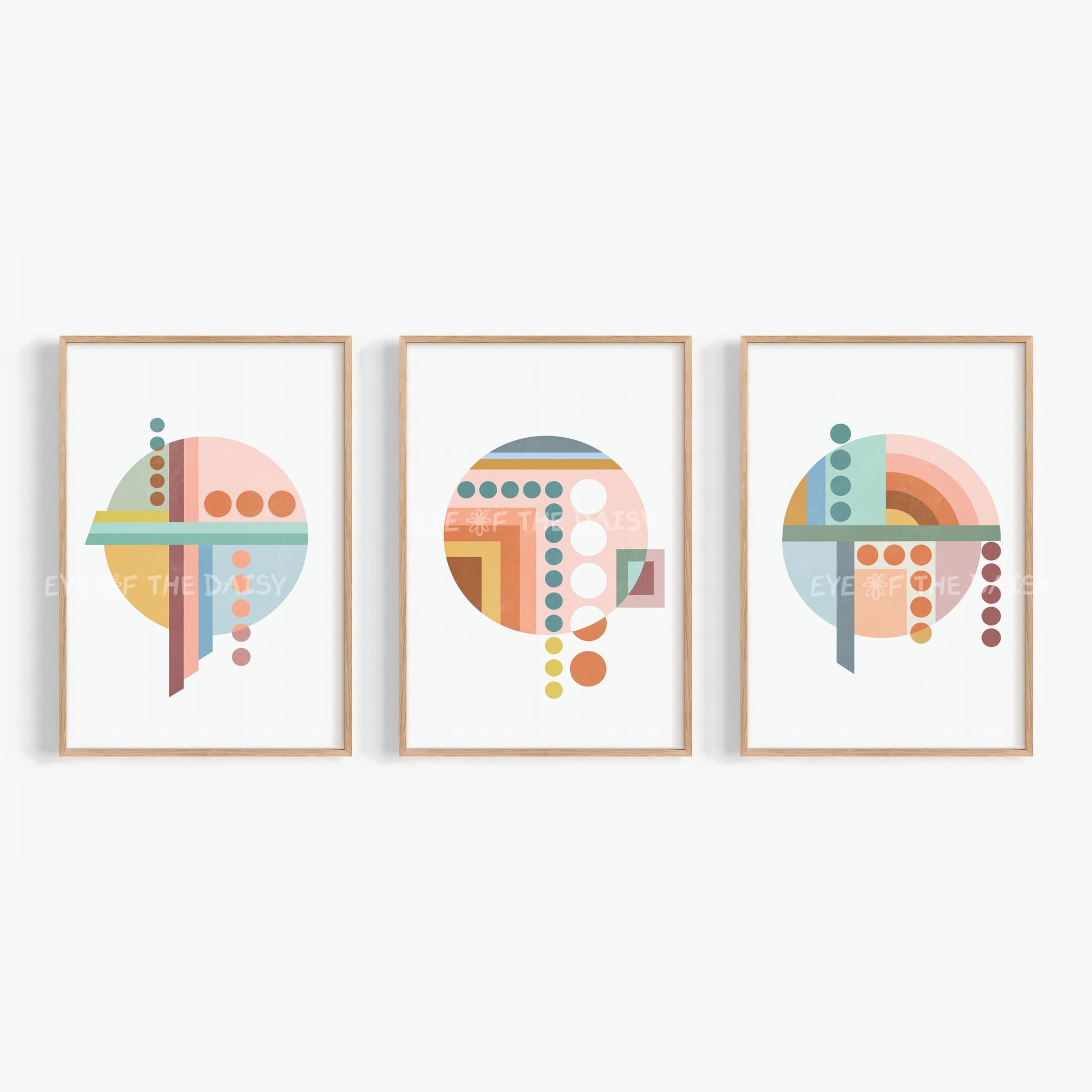 Bauhaus printable wall art set of 3, modern geometric poster trio for stylish gallery walls